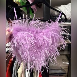 Lamarque Zainna Lavender Feathered bustier Top size large